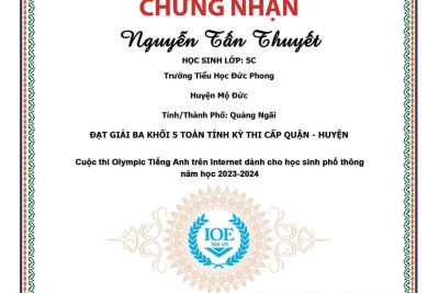 KẾT QUẢ CUỘC THI IOE CẤP HUYỆN CỦA TRƯỜNG TH ĐỨC PHONG
