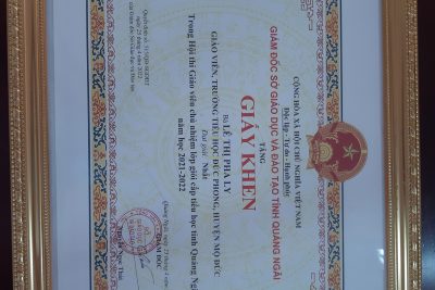 HỘI THI GIÁO VIÊN CHỦ NHIỆM LỚP GIỎI TỈNH QUẢNG NGÃI NĂM HỌC 2021 – 2022